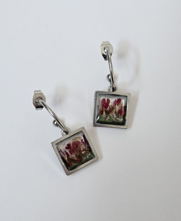 Carré Floral 2x2 cm | Ensemble collier et boucles     -        Livraison gratuite – Image 5