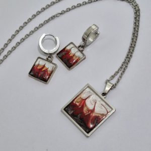 Carré Feu | Ensemble collier et boucles    -       Livraison gratuite