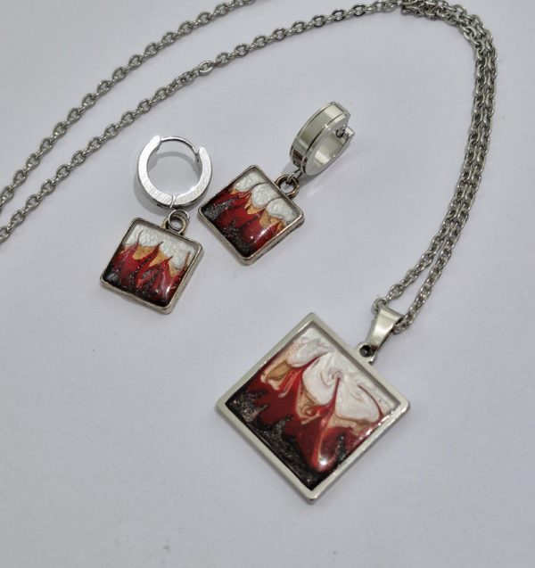 Carré Feu | Ensemble collier et boucles    -       Livraison gratuite