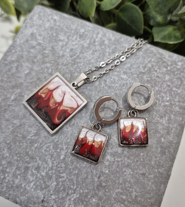 Carré Feu | Ensemble collier et boucles    -       Livraison gratuite – Image 4